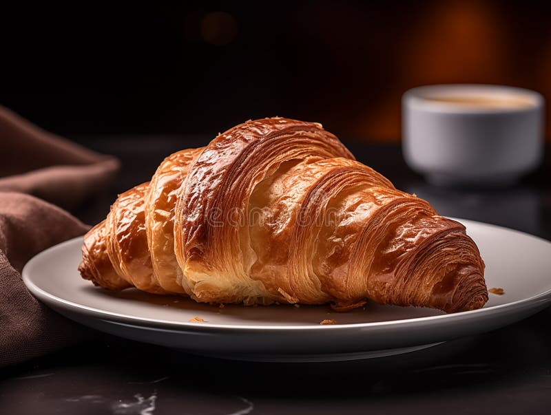 Färsk bakad franken kroissant till frukost med kaffe stock illustrationer