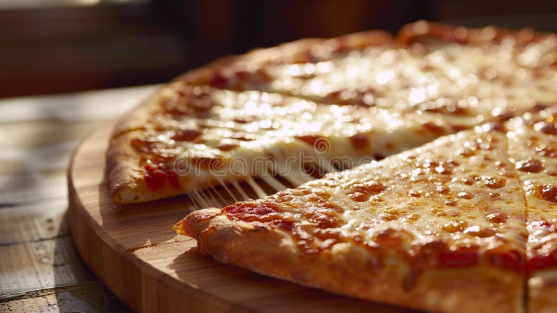Färsk bakad tunn crust-ost pizza på pizzadata av trä vektor illustrationer