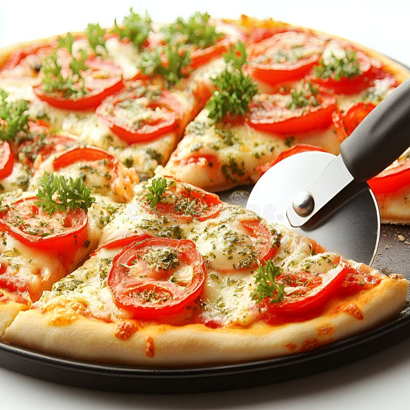 Färsk gräddad pizza med ett segment utskuret royaltyfri illustrationer