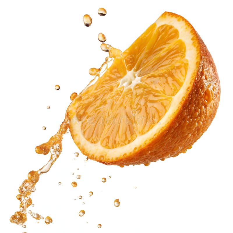 Färsk juicy orange segment som flyger isolerat på vit bakgrund royaltyfri illustrationer