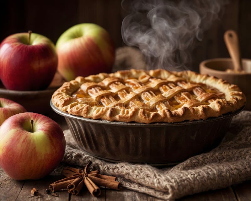 Färskbakat äppelrör med Lattice Crust stock illustrationer