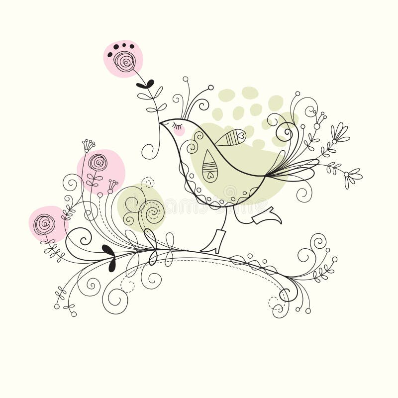 fågelblommor stock illustrationer fågelblommor stock illustrationer