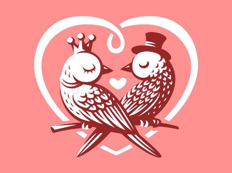 Fågelförälskelselogo - vektorillustration, emblem på vit bakgrund stock illustrationer