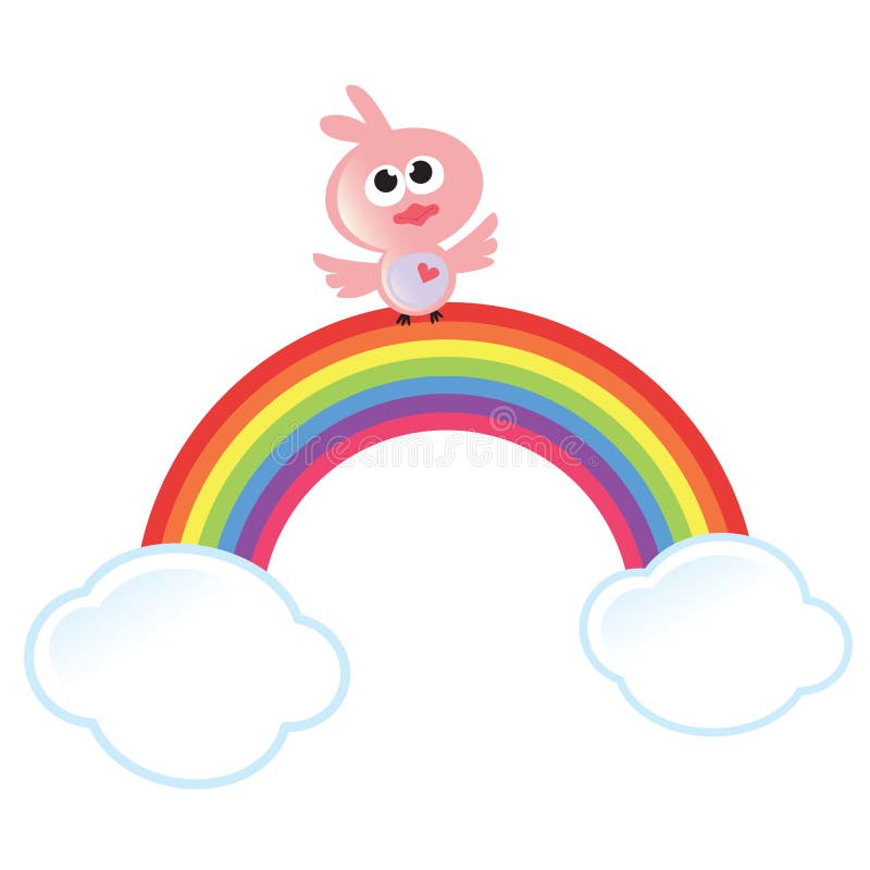 Fågeln clouds regnbågen vektor illustrationer