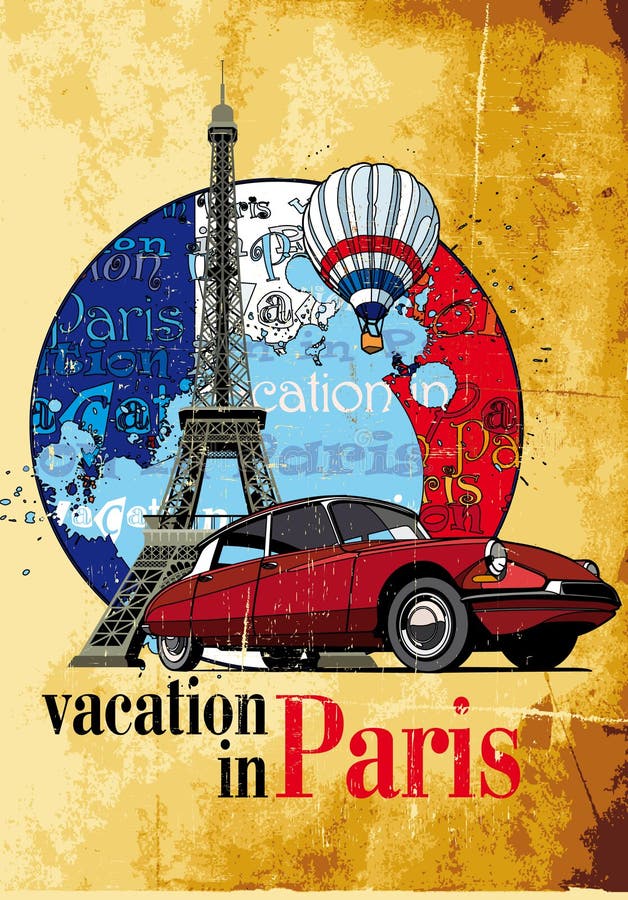 Férias no grunge de Paris ilustração royalty free Férias no grunge de Paris ilustração royalty free