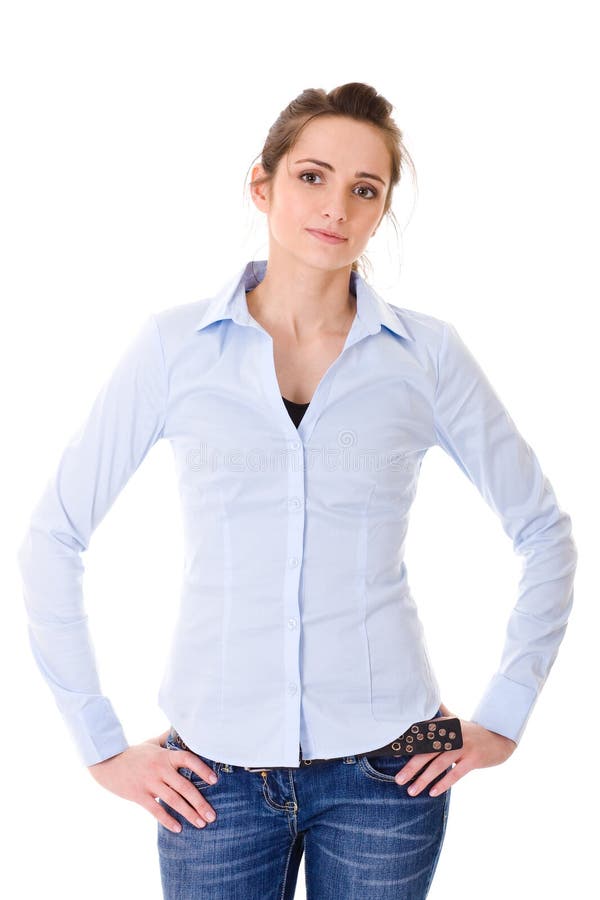 Jovem muito atraente de camisa azul imagem de stock royalty free