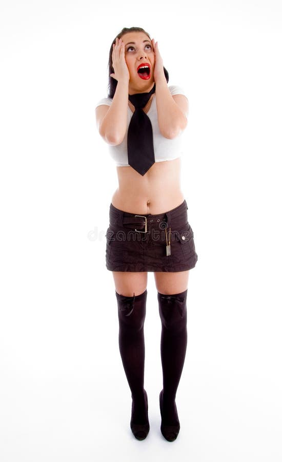 Fêmea que levanta com expressões faciais imagens de stock Fêmea que levanta com expressões faciais imagens de stock