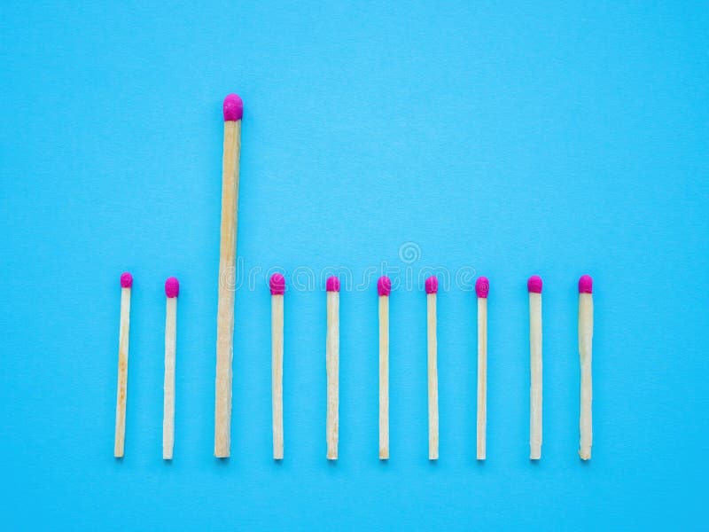 Matches and one of them is big. HR and Talent acquisition concept. Matches and one of them is big. HR and Talent acquisition concept.