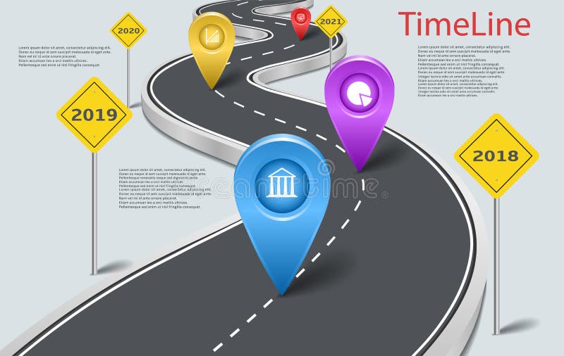 För bilväg för vektor infographic timeline med pekare stock illustrationer För bilväg för vektor infographic timeline med pekare stock illustrationer