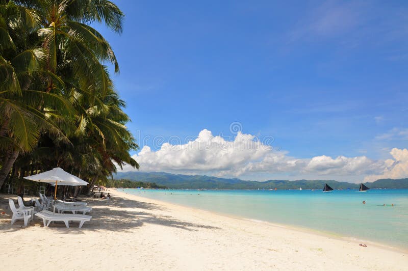 Beautiful white sand beach in Boracay, Philippines. Beautiful white sand beach in Boracay, Philippines