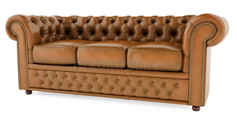 För brownsofa för bakgrund 3d white vektor illustrationer