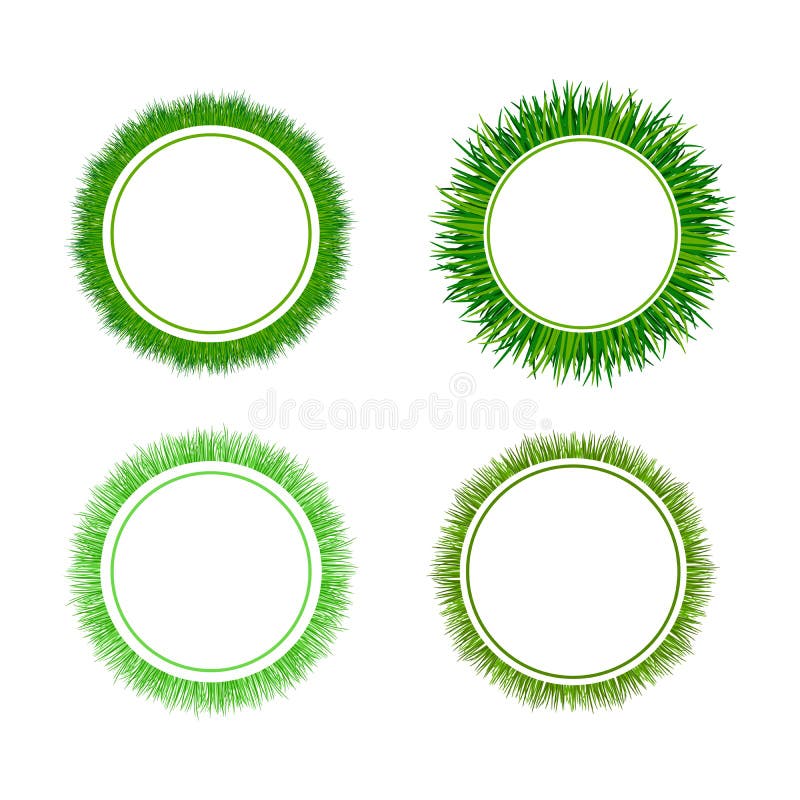 För cirkulärramar för grönt gräs uppsättning stock illustrationer För cirkulärramar för grönt gräs uppsättning stock illustrationer
