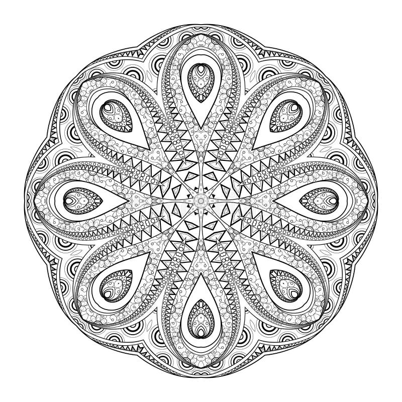För Deco för vektor härlig Mandala monokrom kontur royaltyfri illustrationer För Deco för vektor härlig Mandala monokrom kontur royaltyfri illustrationer