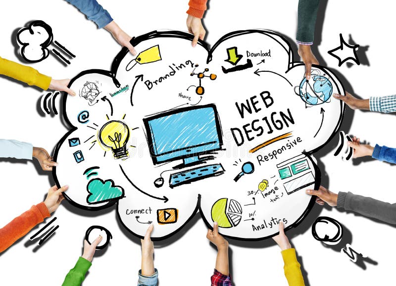 För Digital för nöjd kreativitet Conc Webdesign grafisk orientering Webpage stock illustrationer