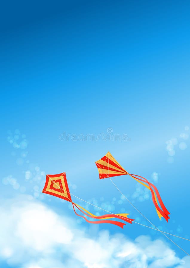 För drakereklamblad för blå himmel räkning för affisch stock illustrationer För drakereklamblad för blå himmel räkning för affisch stock illustrationer