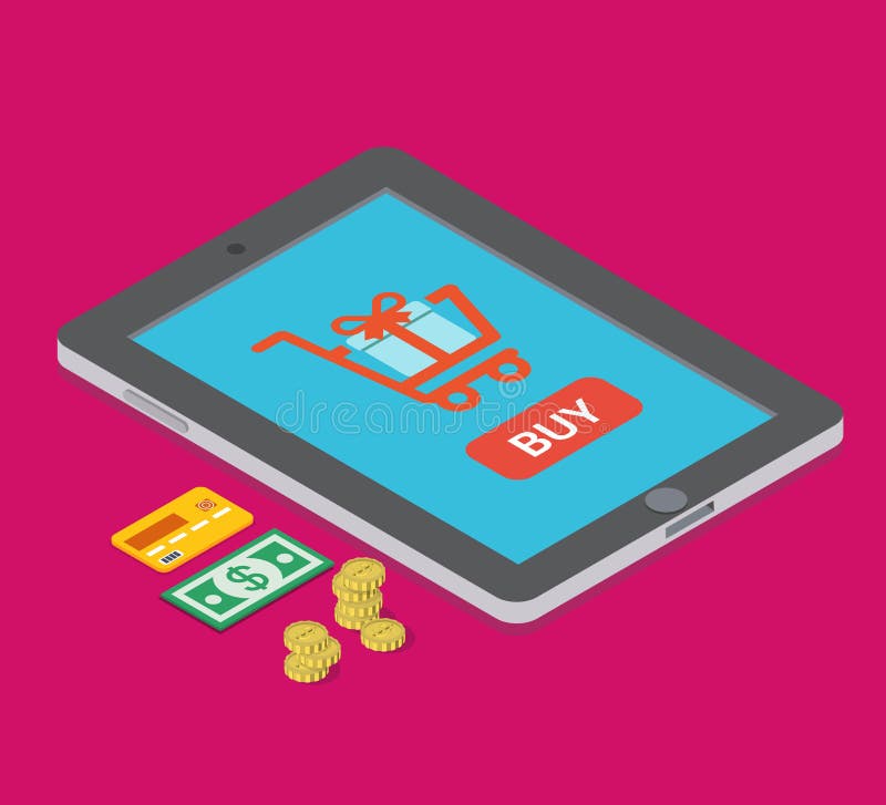 För e-kommers för feriegåvor lägenhet isometrisk vektor för online-shopping royaltyfri illustrationer För e-kommers för feriegåvor lägenhet isometrisk vektor för online-shopping royaltyfri illustrationer