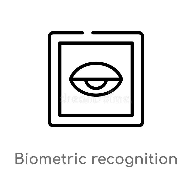 För erkännandevektor för översikt biometric symbol isolerad svart enkel linje best? ndsdelillustration fr? n cyberbegrepp Redigerba. n cyberbegrepp symbol för erkännande för redigerbar vektorslaglängd biometric på vit bakgrund?