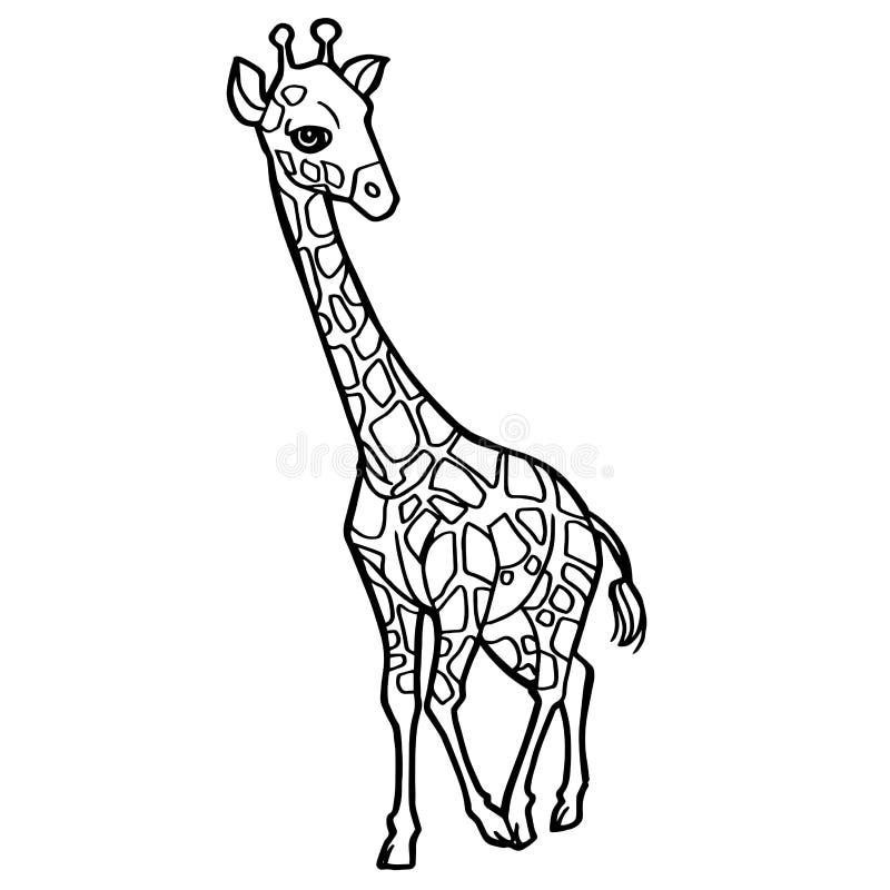 För girafffärgläggning för tecknad film gullig vektor för sida royaltyfri illustrationer