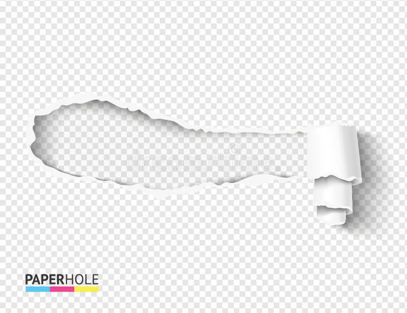 För hålvektor för mellanrum sönderriven pappers- affisch med det sönderrivna stycket för snirkel på genomskinligt för avslöjande vektor illustrationer