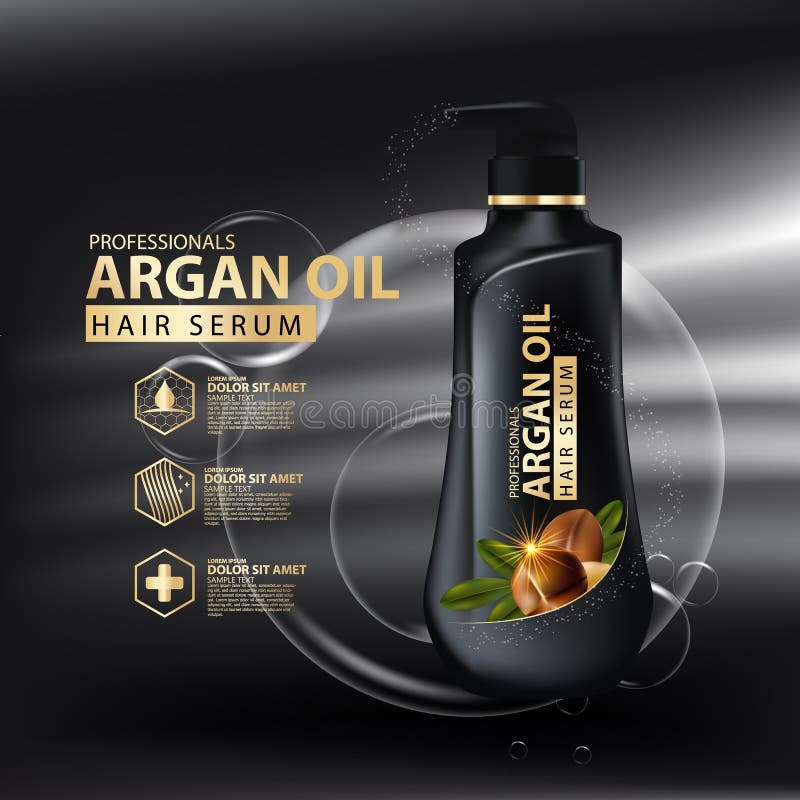 För håromsorg för Argan som olje- skydd innehålls i flaska vektor illustrationer