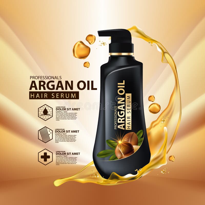 För håromsorg för Argan som olje- skydd innehålls i flaska vektor illustrationer