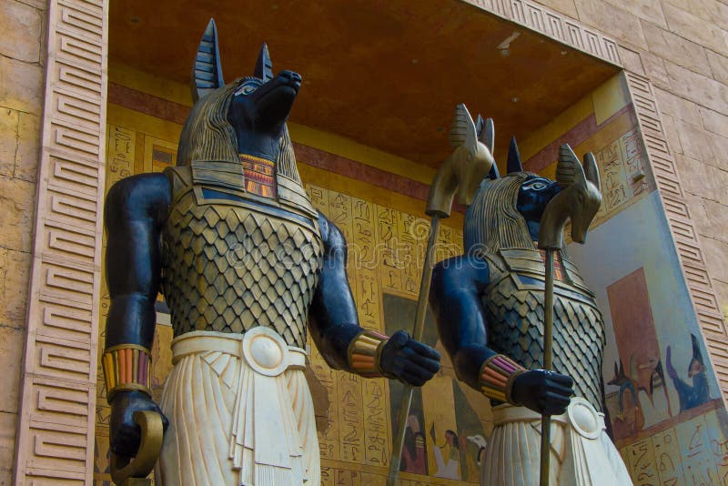 För konstAnubis för par egyptisk forntida staty för statyett skulptur