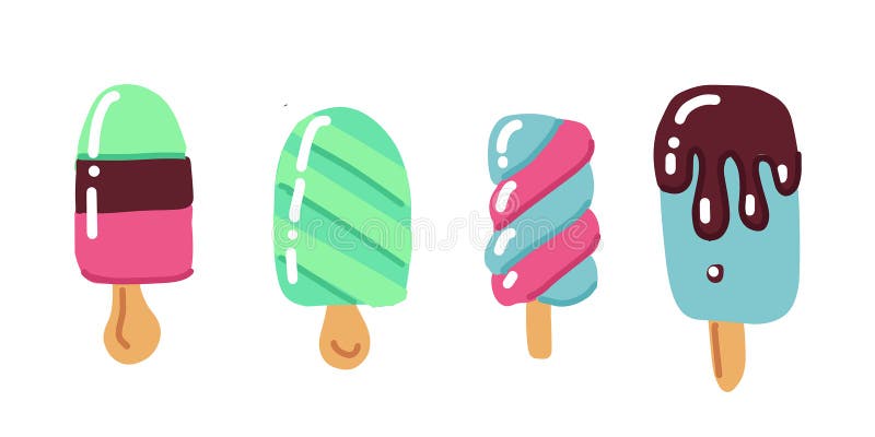 För konsticecream för plan hand utdragen uppsättning för illustration Efterr?ttmat Ställ in av olik enkel glass som ljus färg ski vektor illustrationer För konsticecream för plan hand utdragen uppsättning för illustration Efterr?ttmat Ställ in av olik enkel glass som ljus färg ski vektor illustrationer