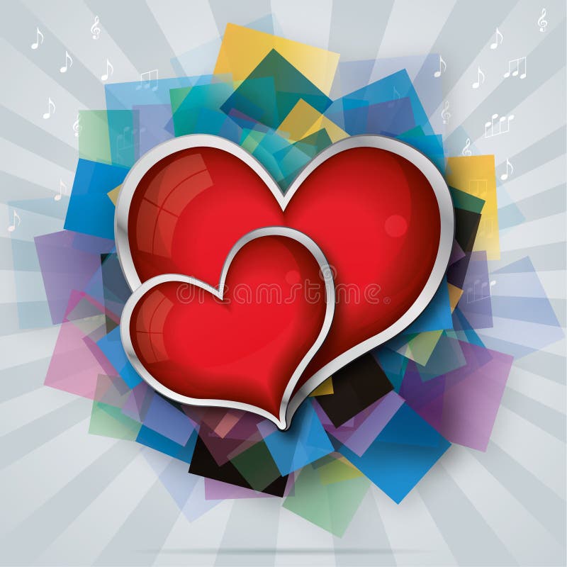 för kort röd s två valentin för glass hjärtor royaltyfri illustrationer för kort röd s två valentin för glass hjärtor royaltyfri illustrationer