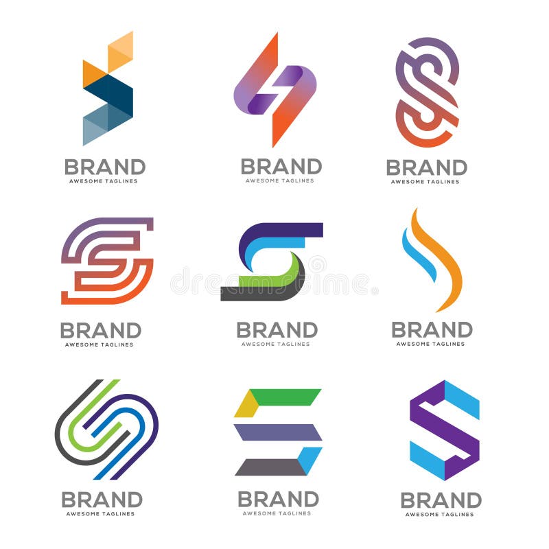För logomall för bokstav S uppsättning för logo för design för vektor stock illustrationer