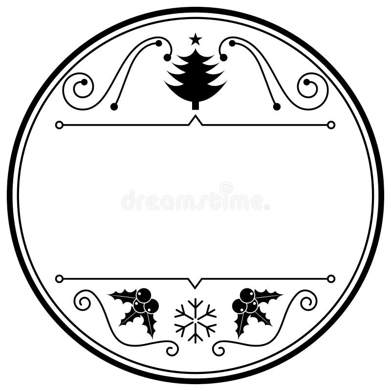 För monokrommellanrum för jul themed klistermärke vektor illustrationer För monokrommellanrum för jul themed klistermärke vektor illustrationer