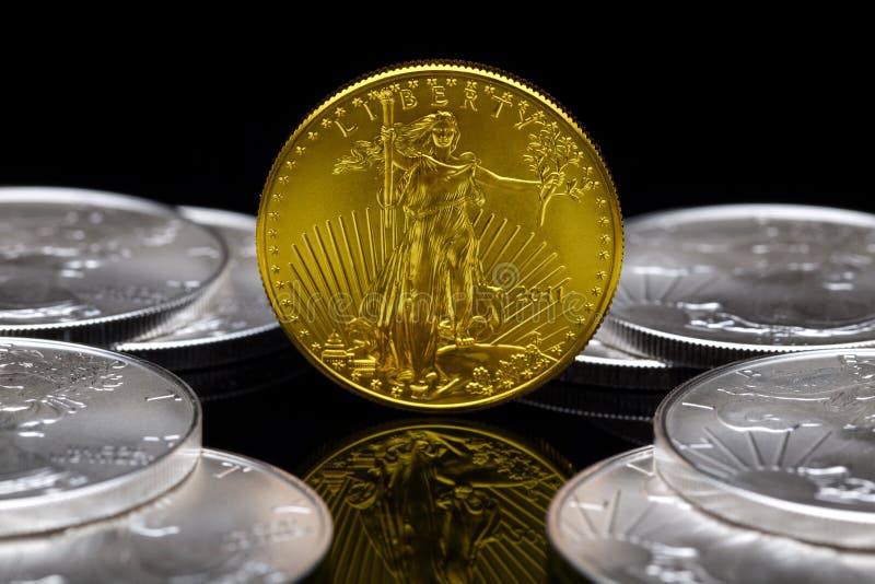 För myntörn för 2011 american uncirculated guld royaltyfria foton