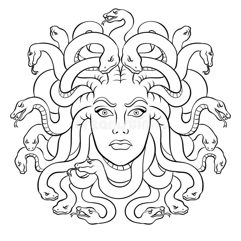 För mytvarelse för Medusa grekisk vektor för färgläggning royaltyfri illustrationer