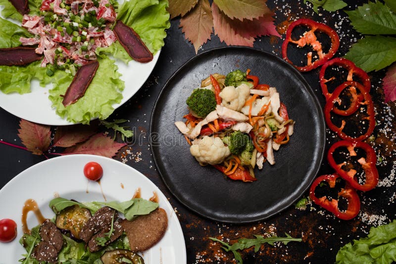För målsortiment för restaurang läcker gourmet arkivfoton För målsortiment för restaurang läcker gourmet arkivfoton