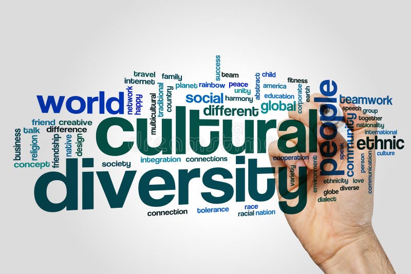 För ordmoln för kulturell mångfald begrepp på grå bakgrund