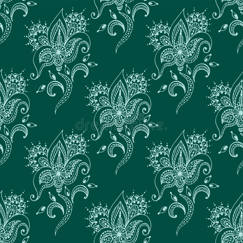 För paisley för modell för design för sömlöst för modell för hennatatuering för mehndi klotter för blomma dekorativ dekorativ ind royaltyfri illustrationer För paisley för modell för design för sömlöst för modell för hennatatuering för mehndi klotter för blomma dekorativ dekorativ ind royaltyfri illustrationer