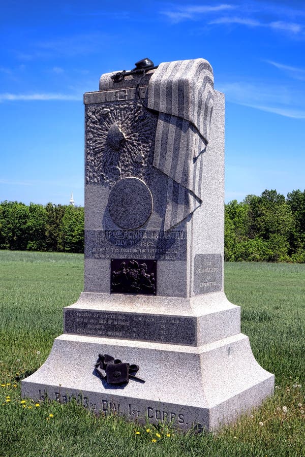 För Pennsylvania för Gettysburg nationalpark 121. minnesmärke infanteri arkivbild För Pennsylvania för Gettysburg nationalpark 121. minnesmärke infanteri arkivbild