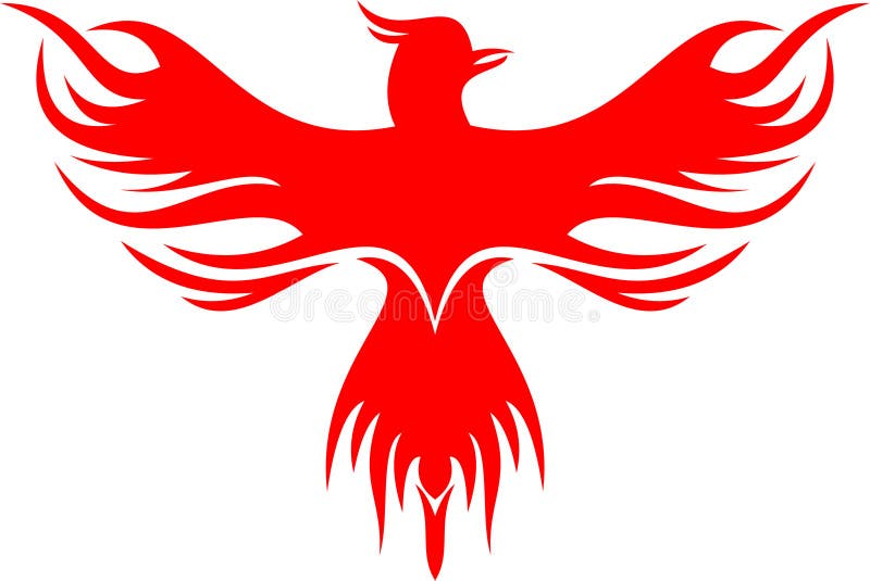 För phoenix för materiellogo rött flyg fågel