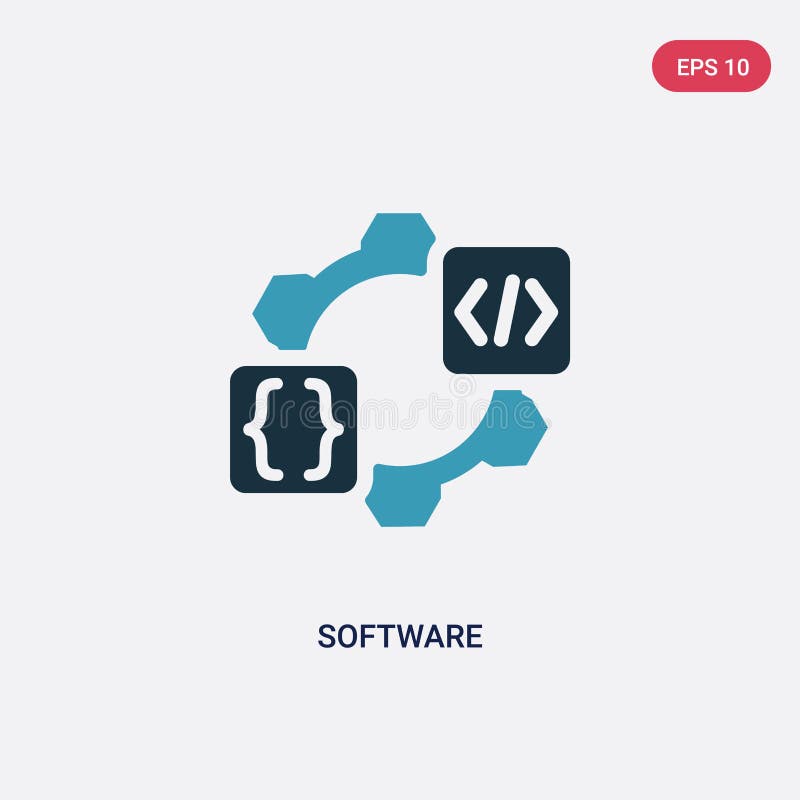 För programvaruvektor för två färg symbol från att programmera begrepp det isolerade blåa symbolet för programvaruvektortecknet k royaltyfri illustrationer För programvaruvektor för två färg symbol från att programmera begrepp det isolerade blåa symbolet för programvaruvektortecknet k royaltyfri illustrationer