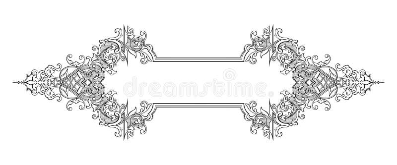 För ramgräns för tappning barock viktoriansk vektor för retro tatuering för modell för blom- prydnad för monogram snirkel heraldi stock illustrationer