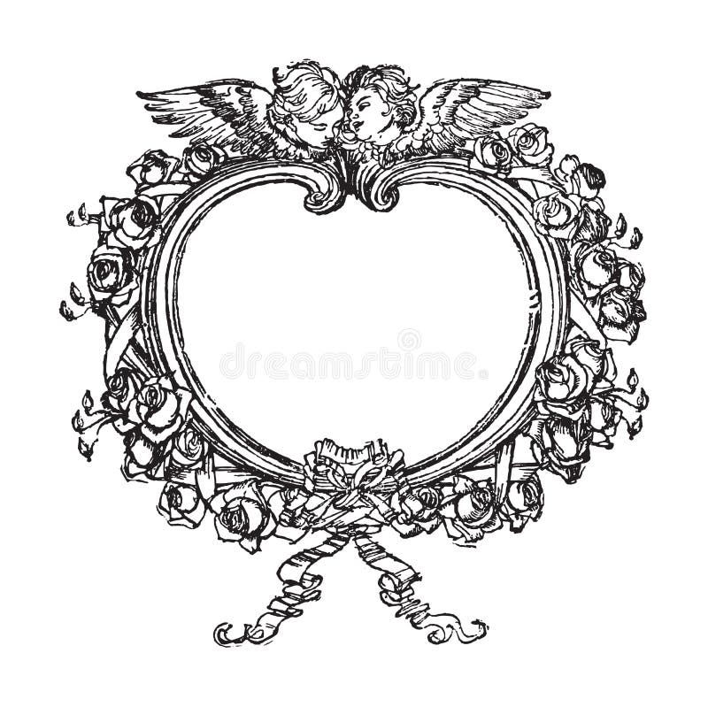 för ramillustration för änglar blom- victorian royaltyfri illustrationer för ramillustration för änglar blom- victorian royaltyfri illustrationer