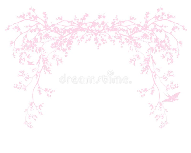För sakura för vårsäsong båge för vektor filialer stock illustrationer