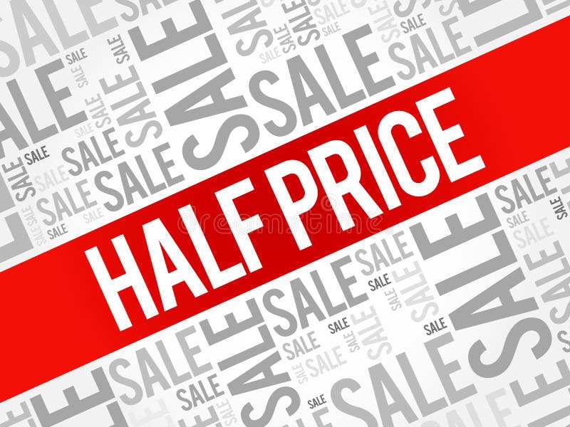 För Sale för HALVT PRIS moln ord royaltyfri illustrationer För Sale för HALVT PRIS moln ord royaltyfri illustrationer