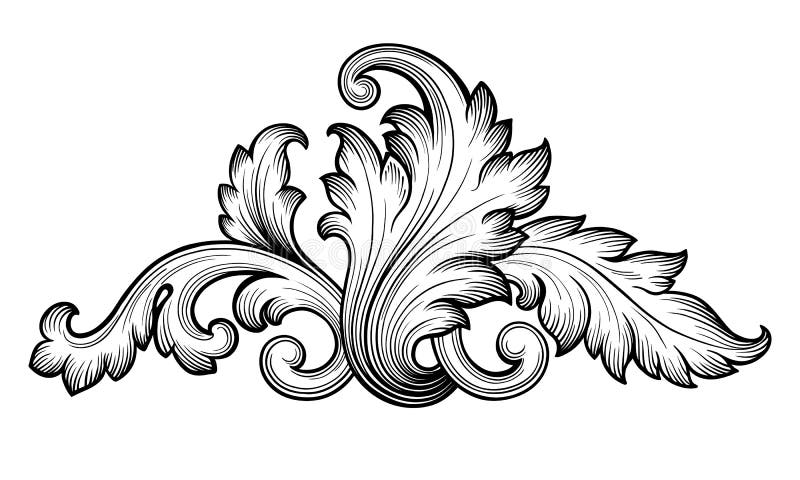För snirkelprydnad för tappning barock blom- vektor royaltyfri illustrationer
