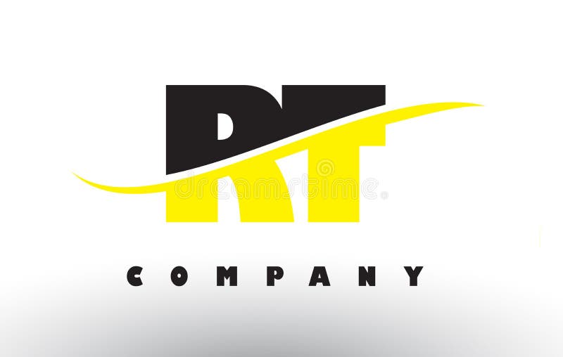 För svart- och gulingbokstav för RT R T logo med Swoosh
