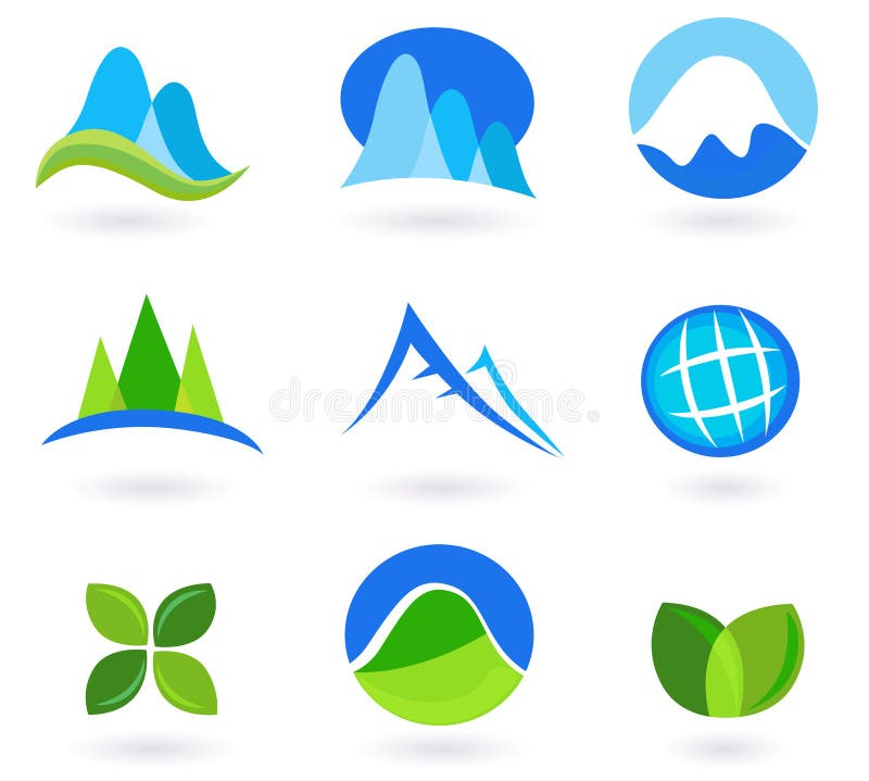 för symbolsberg för blå green turism för natur royaltyfri illustrationer för symbolsberg för blå green turism för natur royaltyfri illustrationer