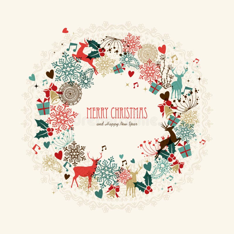 För tappningkrans för glad jul kort royaltyfri illustrationer
