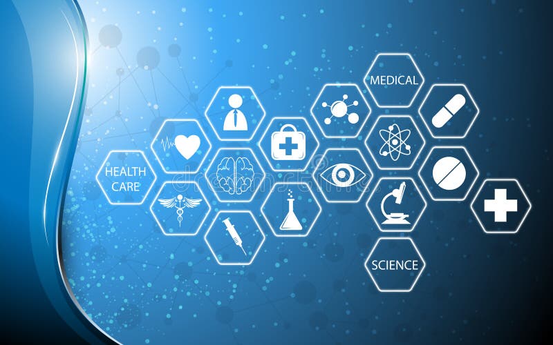 För teknologiinnovation för symbol medicinsk bakgrund för begrepp royaltyfri illustrationer