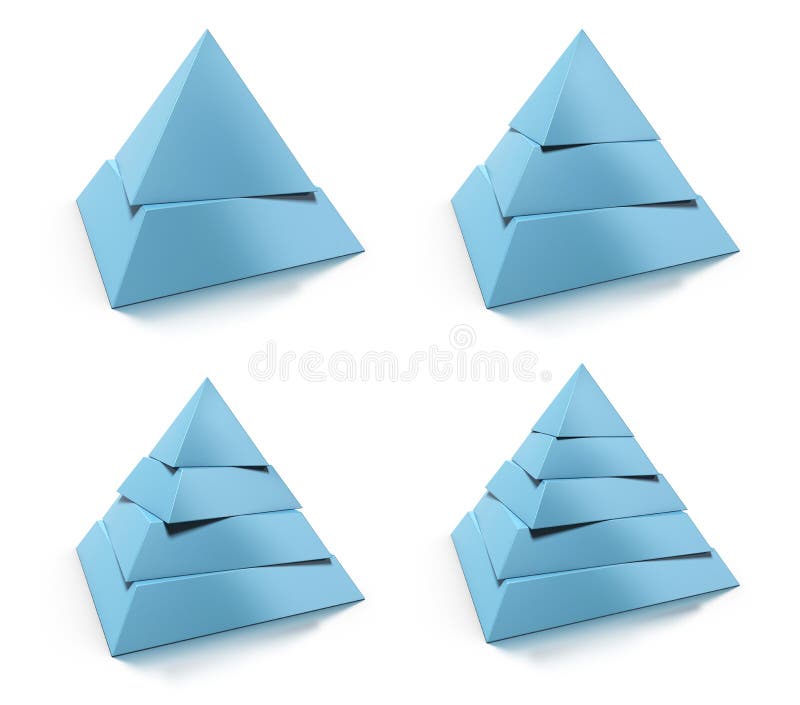 för två, för tre, för fyra och femnivåer för pyramid 3d, royaltyfri illustrationer för två, för tre, för fyra och femnivåer för pyramid 3d, royaltyfri illustrationer