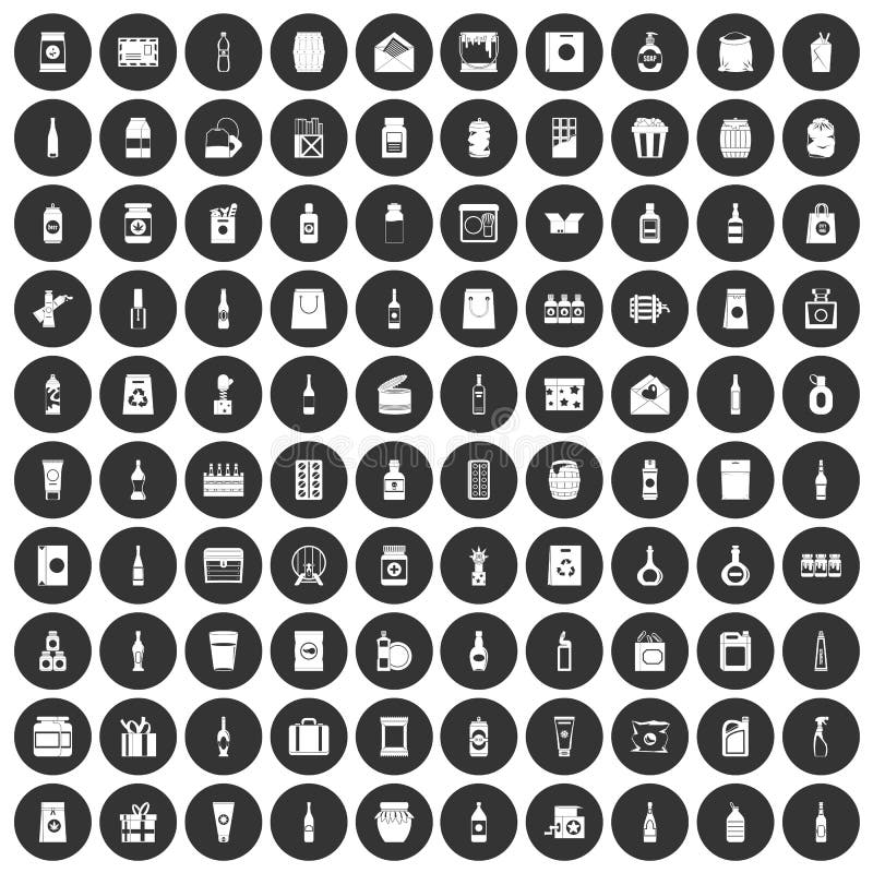 för uppsättningsvart för 100 förpackande symboler cirkel vektor illustrationer för uppsättningsvart för 100 förpackande symboler cirkel vektor illustrationer
