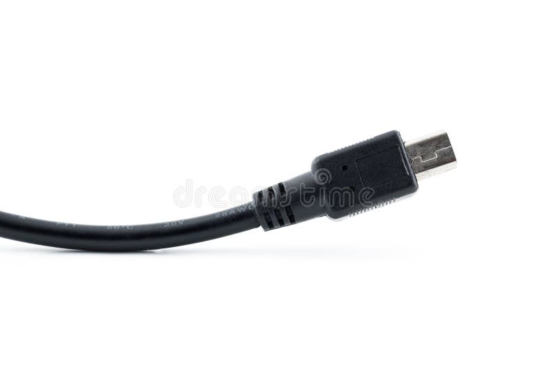 För usb-propp för Closeup svart kabel arkivbilder